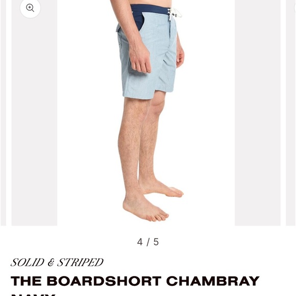 Solid & Striped chambray & Navy  Blue 7" Inseam Board Shorts NWOT - Picture 4 of 12